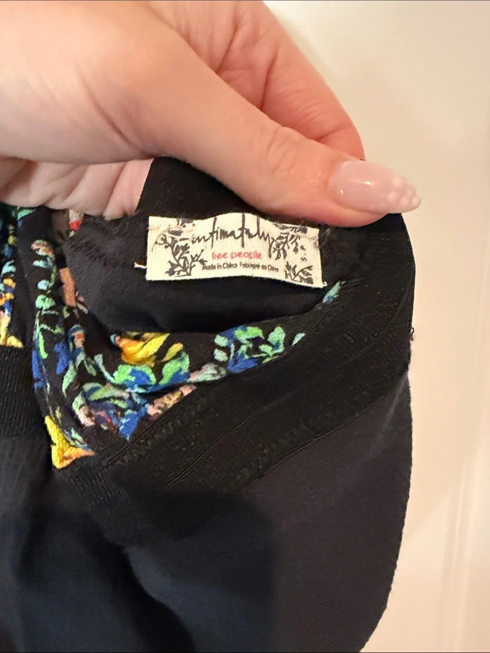 Free People Black Floral Lace-Trim Bodysuit